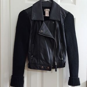 **Casual Leather/Knit Jacket**